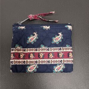 VTG Vera Bradley Indiana Navy Paisley Pattern Coin Purse Zip Closure Ret 1991